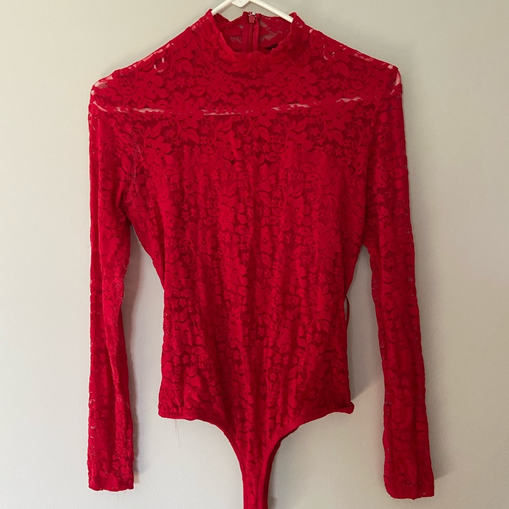 Lace bodysuit with open back